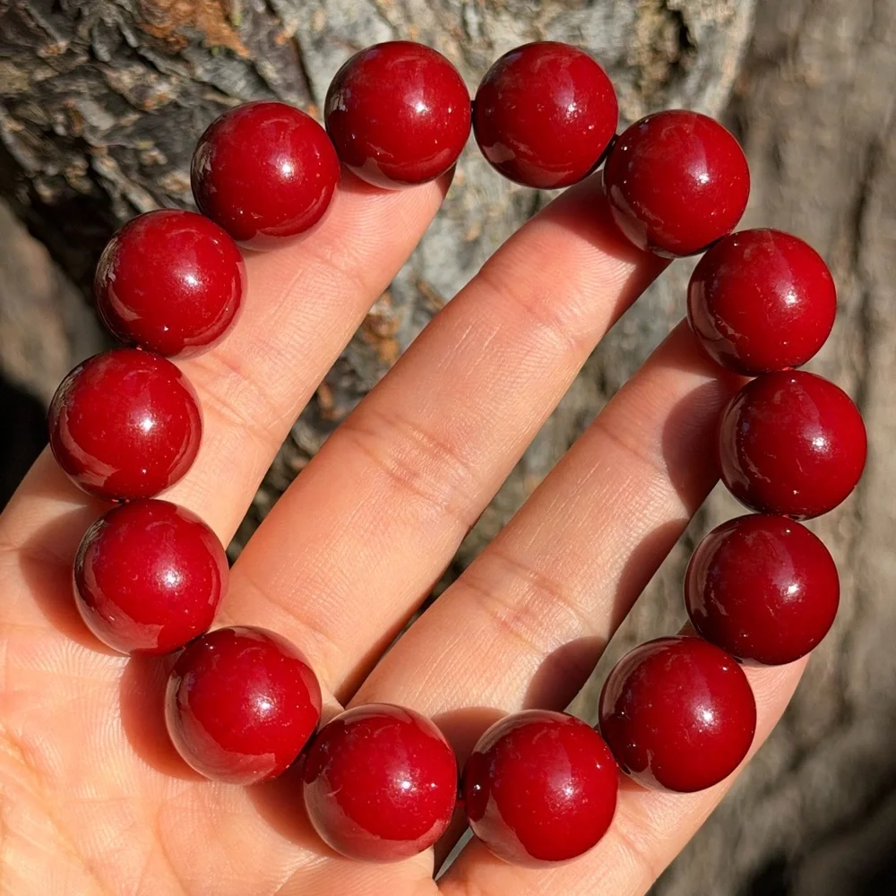 16mm‎ stretchable cinnabar bracelet 0872